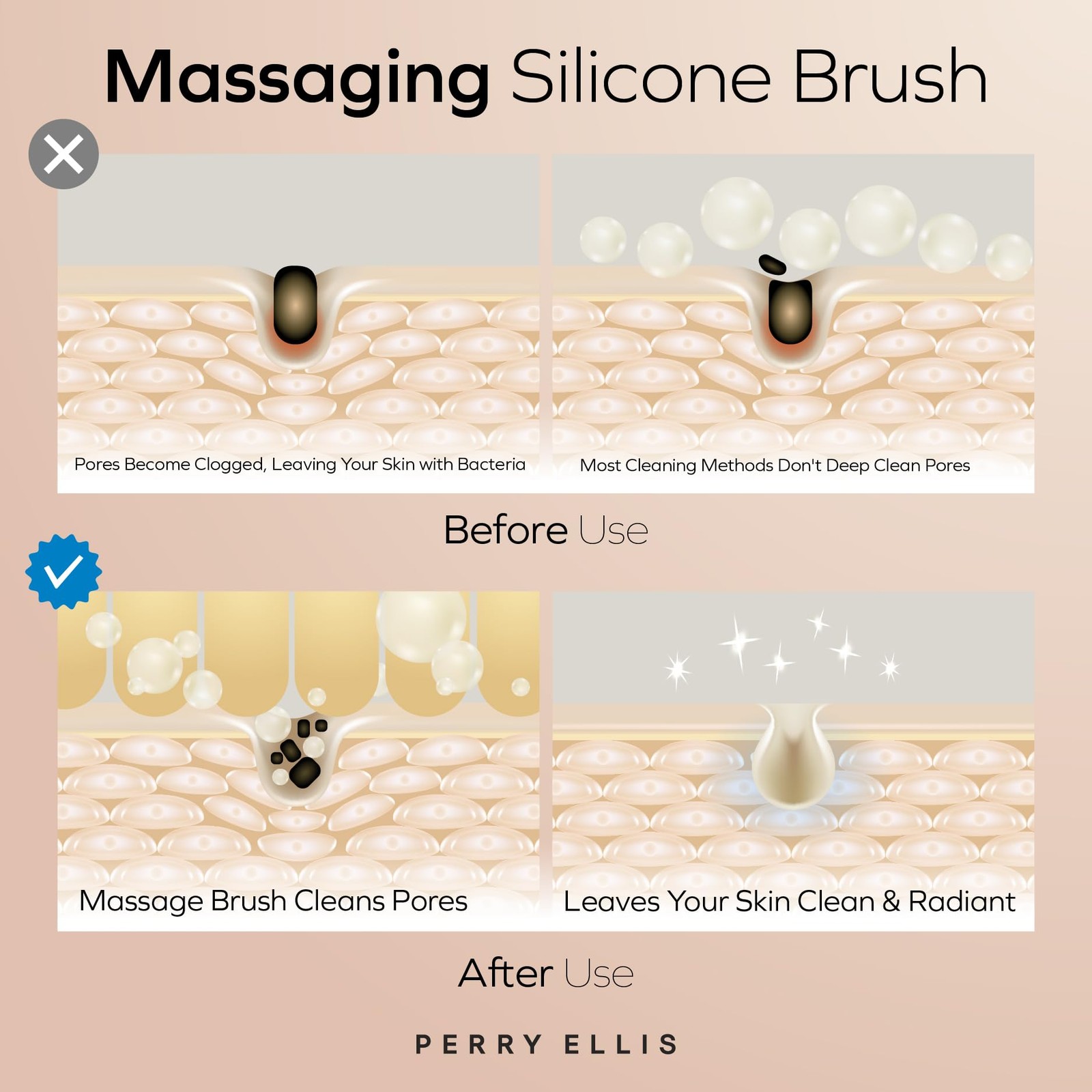 3-in-1 Silicone Face Wash Brush with Makeup Applicator & Metallic Massage Pla…