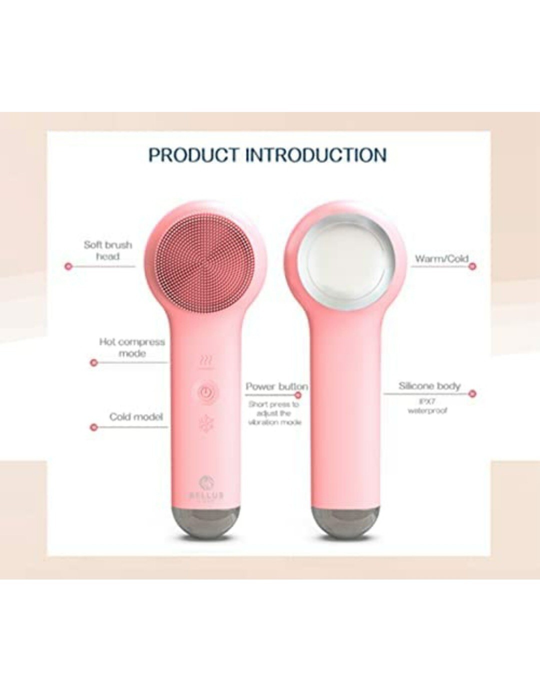 Bellus by R.O.K Silicone Facial Cleansing Brush – 3 in 1 Heat & Cold Massagers 