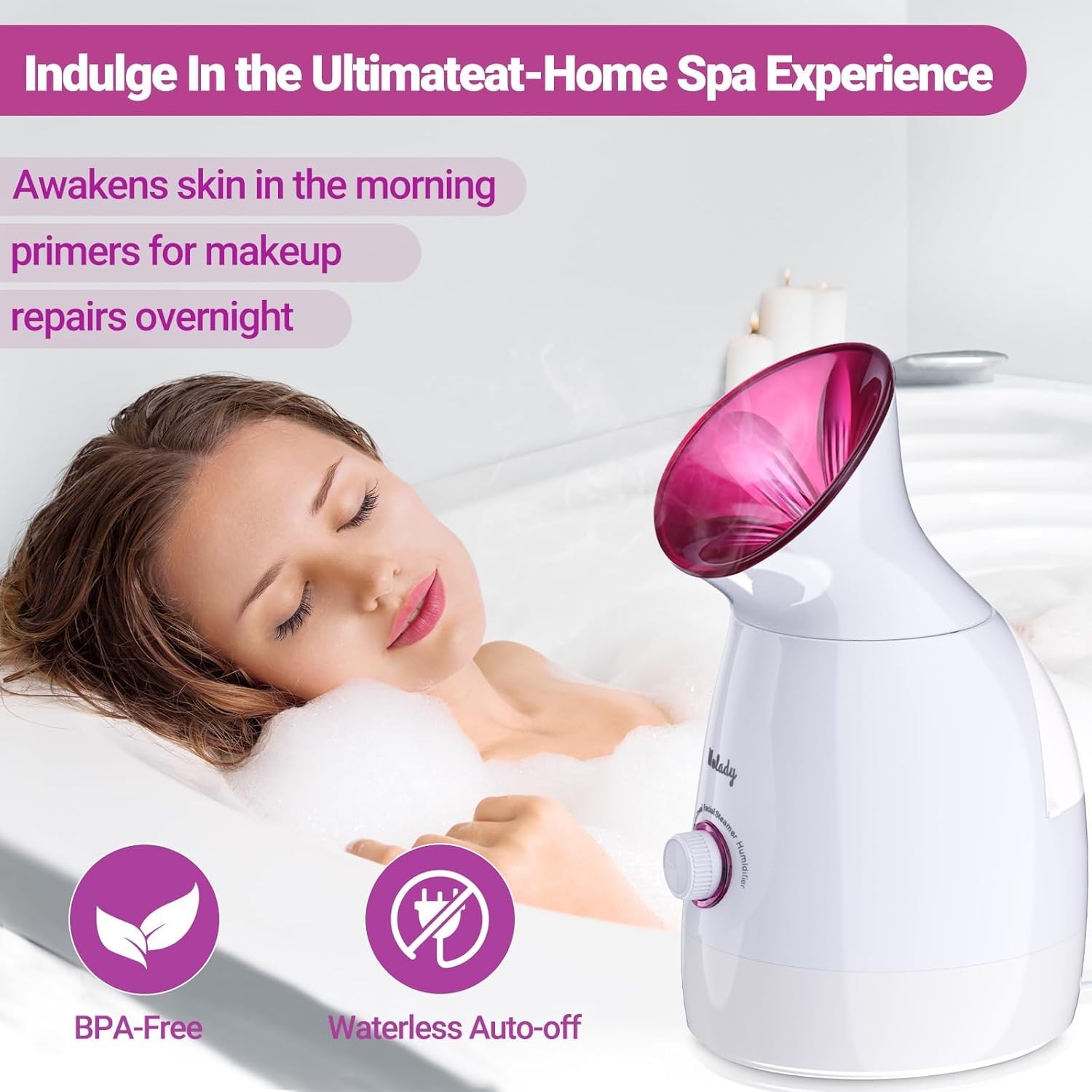 LARGE 3-IN-1 FACIAL STEAMER WITH SKIN CARE TOOLS – PINK