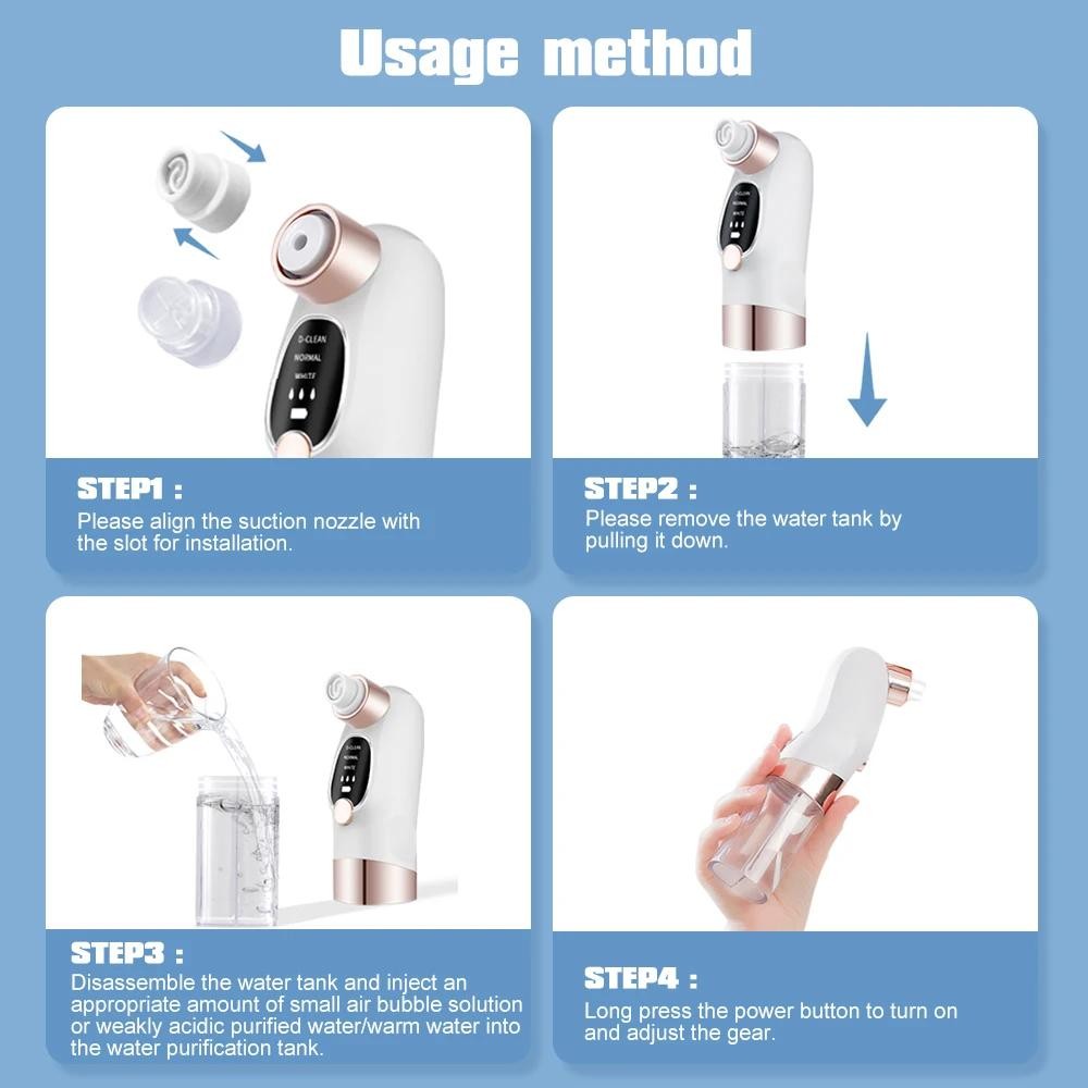 Electric Blackhead Remover Vacuum Suction Facial Pore Cleaner USB Rechargeable