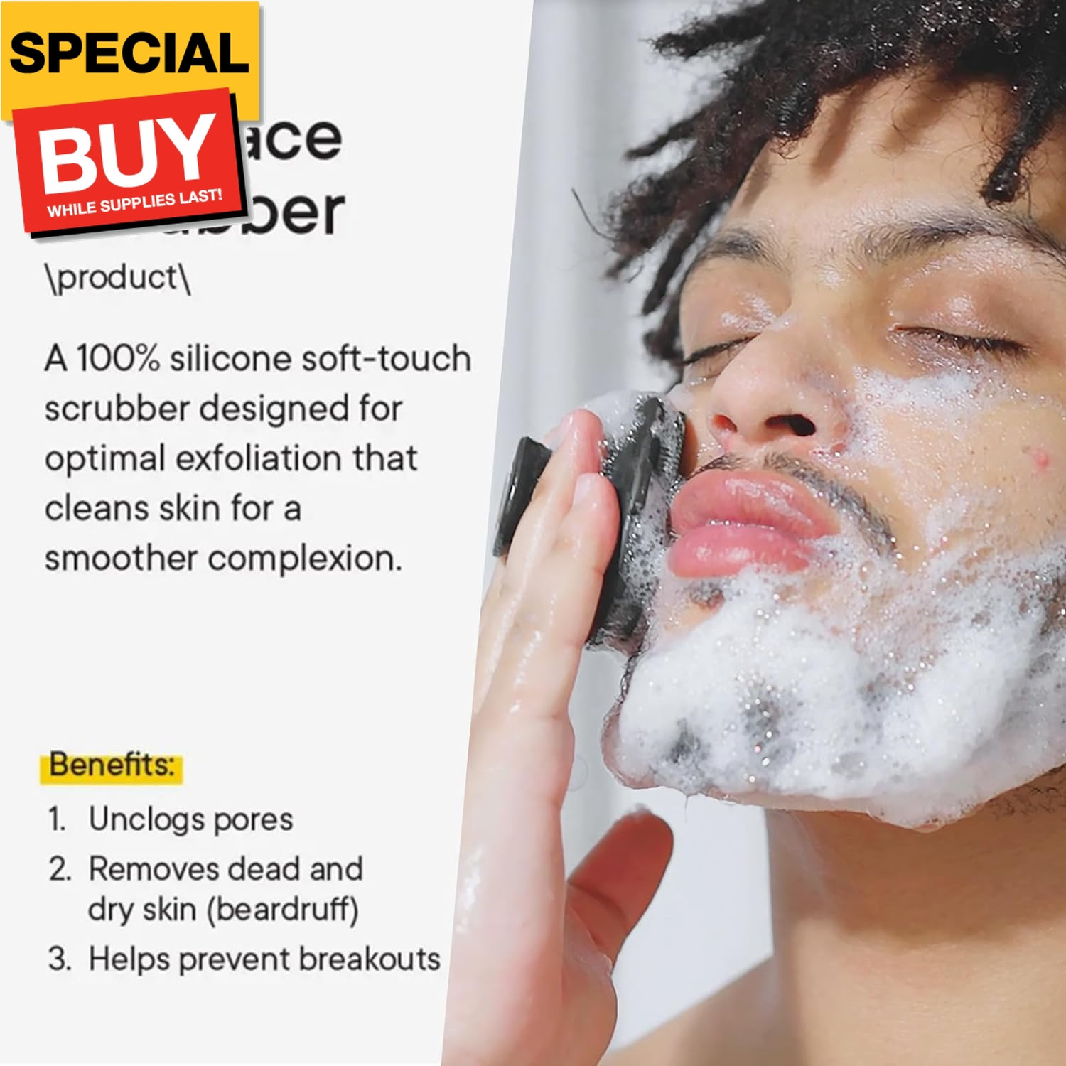 Face Scrubber, Silicone Face Scrubber for Men, Facial Cleansing Brush Silicone F
