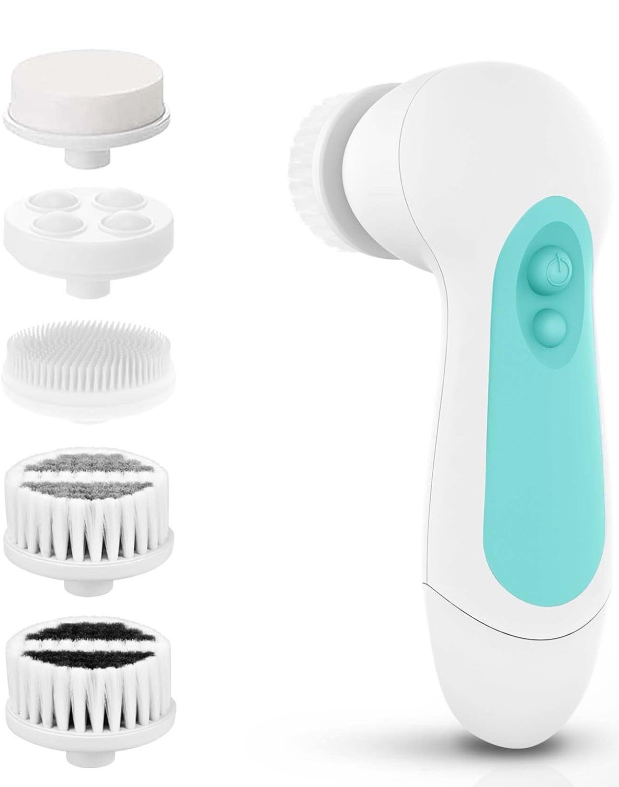 Waterproof Facial Cleansing Spin Brush Set with 5 Exfoliating Brush Heads – Elec