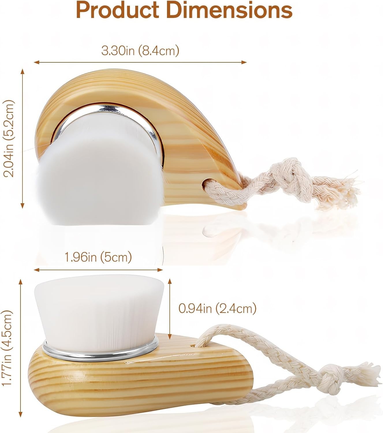Soft Bristle Facial Cleansing Brush Deep Pore Cleaner Ergonomic Handle Brown