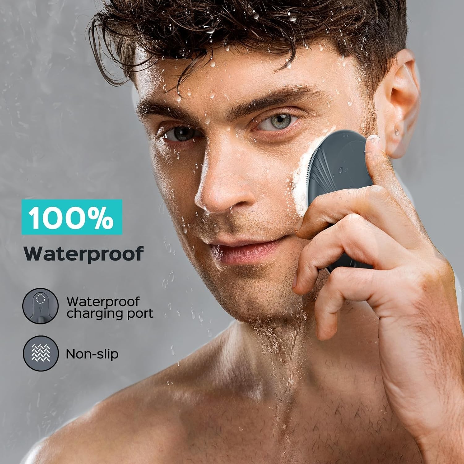 Facial Cleansing Brush Face Scrubber : Portable Silicone Waterproof Rechargeable