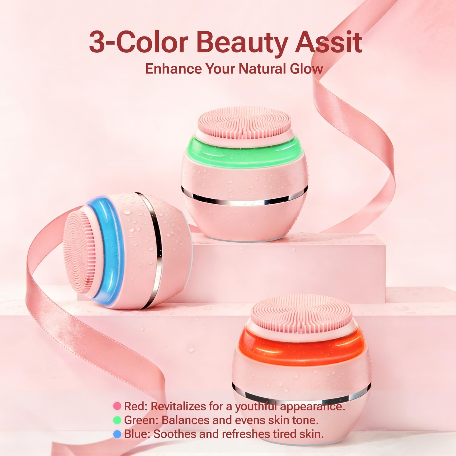 Facial Cleansing Brush – Sonic Face Wash Exfoliator Pink and Silver