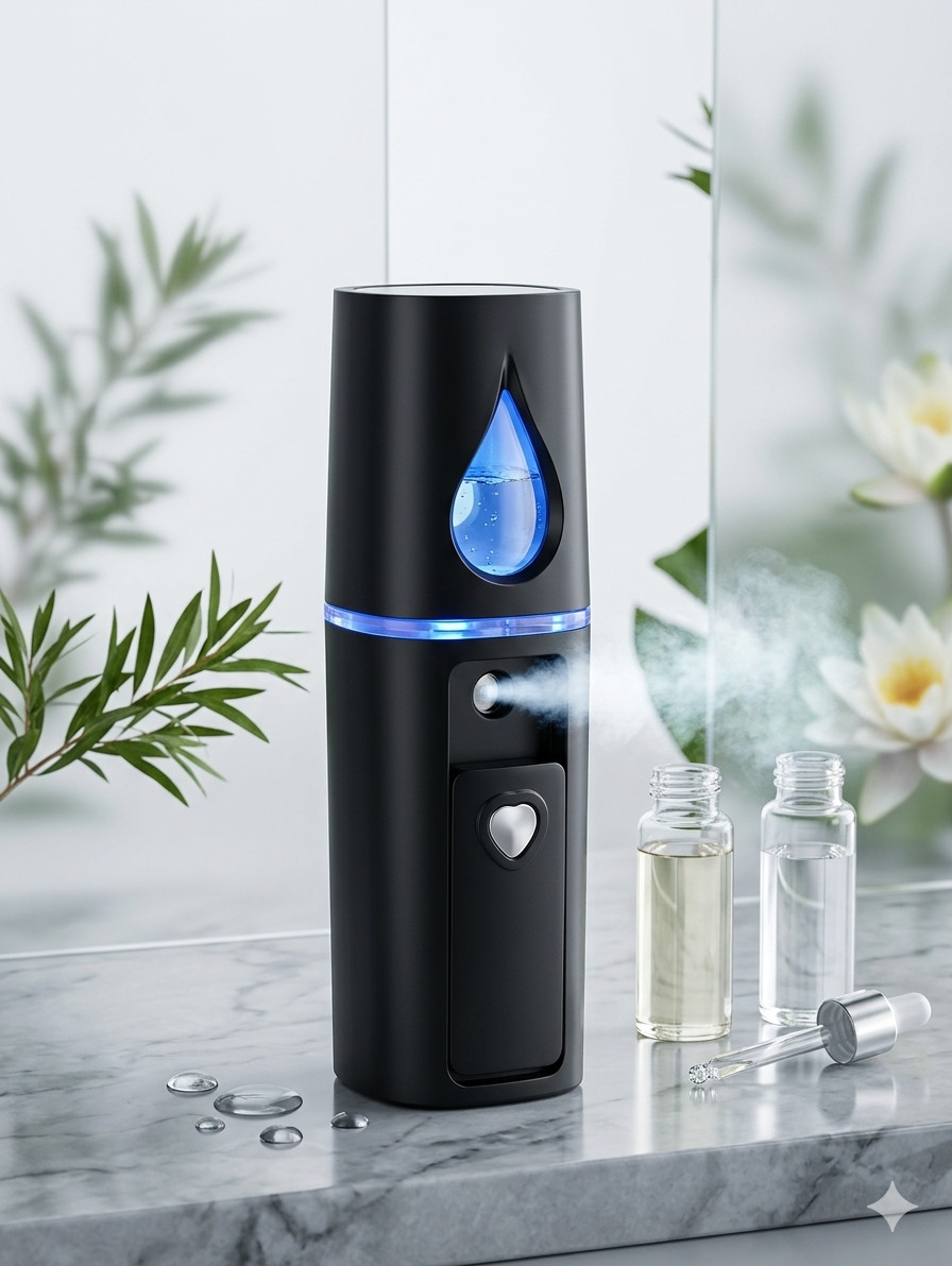 Nano Mist Sprayer Portable USB Rechargeable Facial Sprayer Black