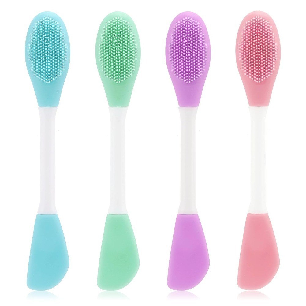 4 Pack Silicone Facial Cleansing Brush, Double-Sided Face Scrubber Tool for Deep