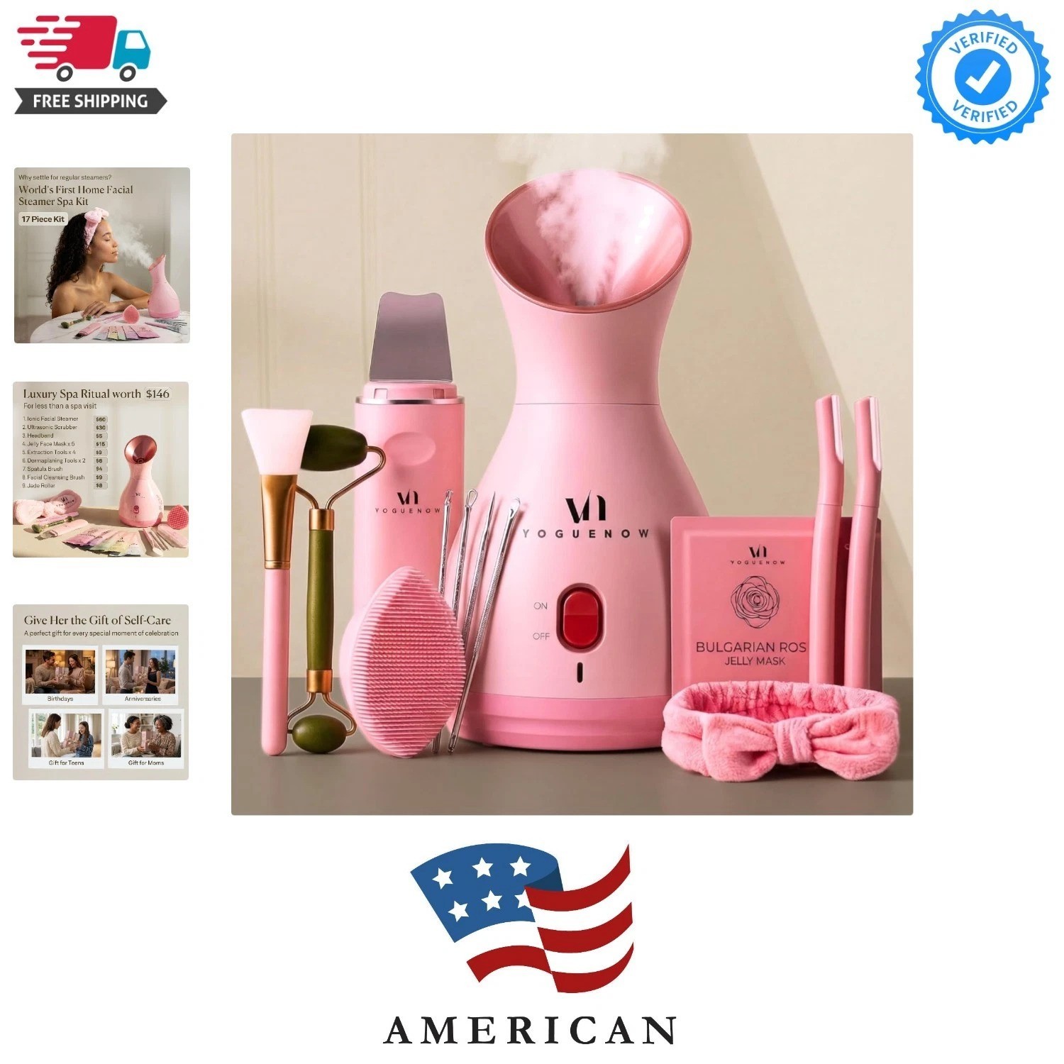 Facial Steamer Spa Kit with Complimentary 17 Skin Care Tools | Face Steamer f…