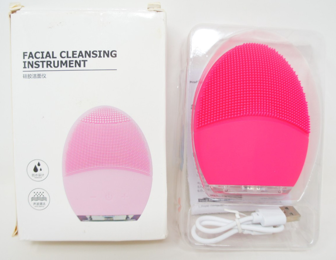 Pink Sonic Facial Cleansing Brush & Skin Exfoliating Tool
