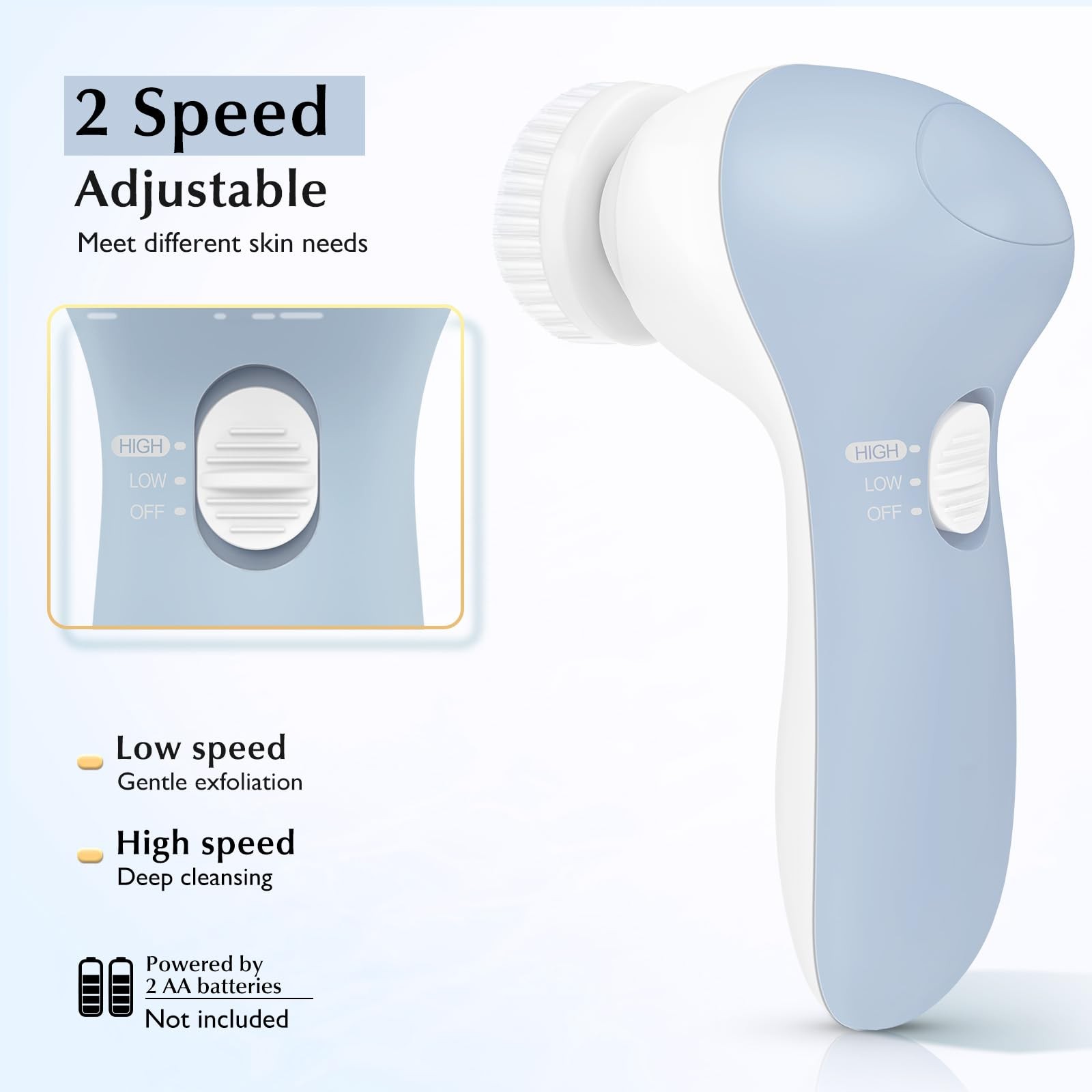 Facial Cleansing Brush Silicone Face Scrubber: 2 in1 FBS-D Electric Exfoliati…