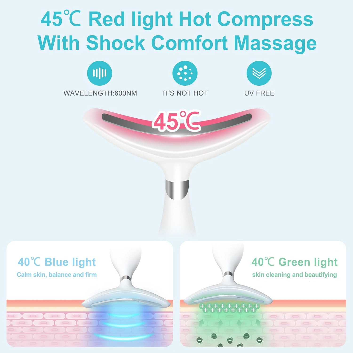 Neck Face Beauty Device, Skin Care Face Massager, 3 in 1 Facial Massage Tool wit