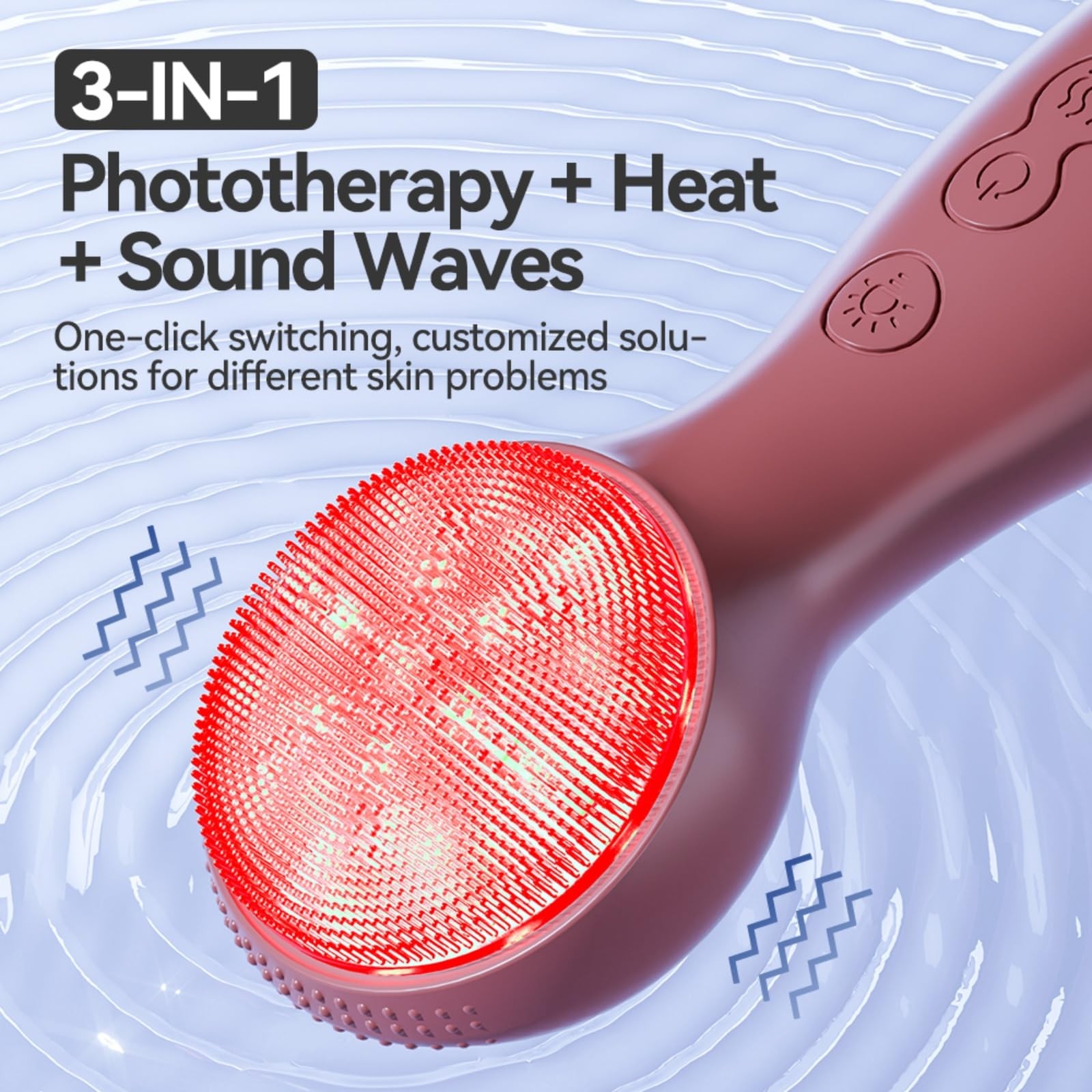 Cleansing Brush , Silicone Heated Scrubber with 7 Lights, Rechargeable Vibrat…