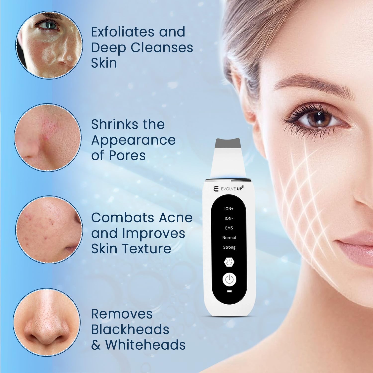 EVOLVE UP Facial Skin Scrubber – Face 1 Count (Pack of 1), Matte White