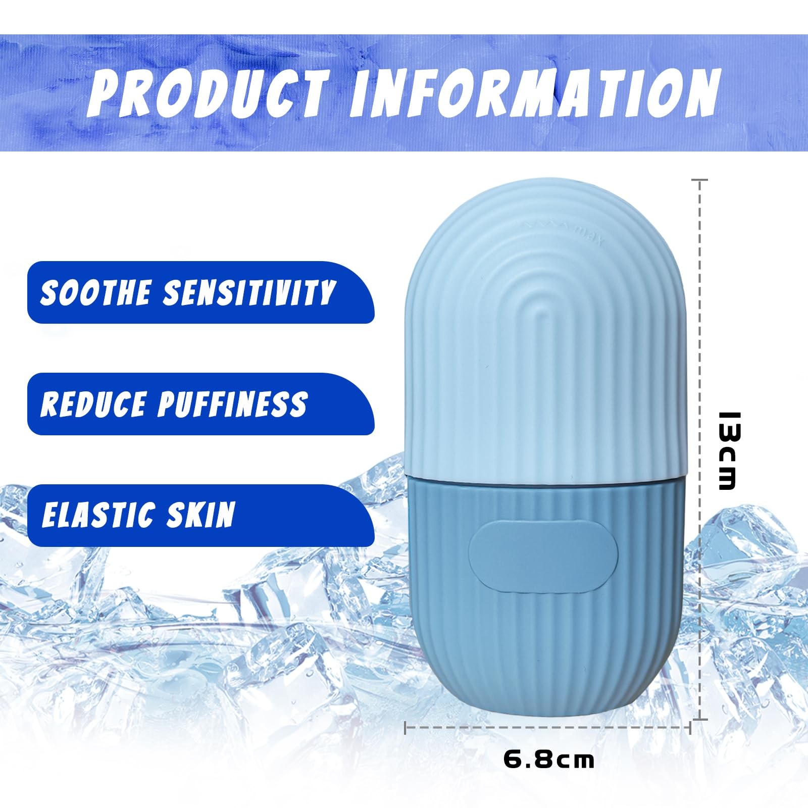 Joyeee Ice Face Roller, Reusable Silicone Mold Massage Eye Facial Blue