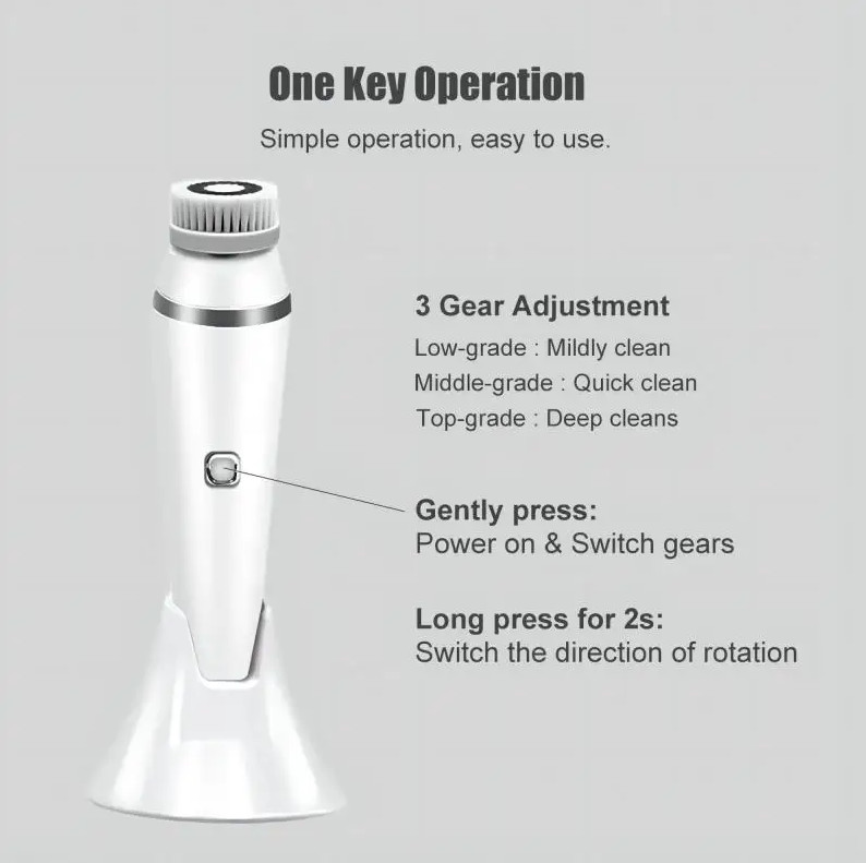 4 in 1 Electric Facial Cleansing Brush Waterproof Face Massager Deep Cleaning
