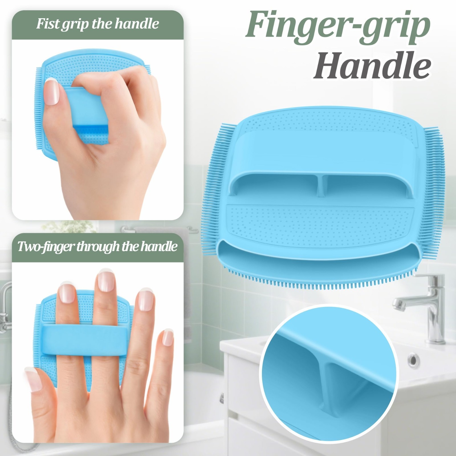 Soft Silicone Face Scrubber 2PCS – Gentle Exfoliating Brush with Finger Grip Han