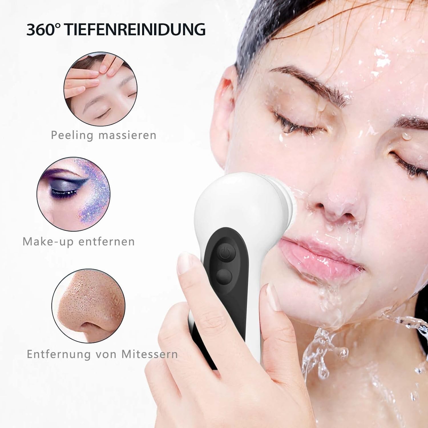 Electric Face Scrubber with 5 Exfoliating Brush Heads – Deep Cleansing Device