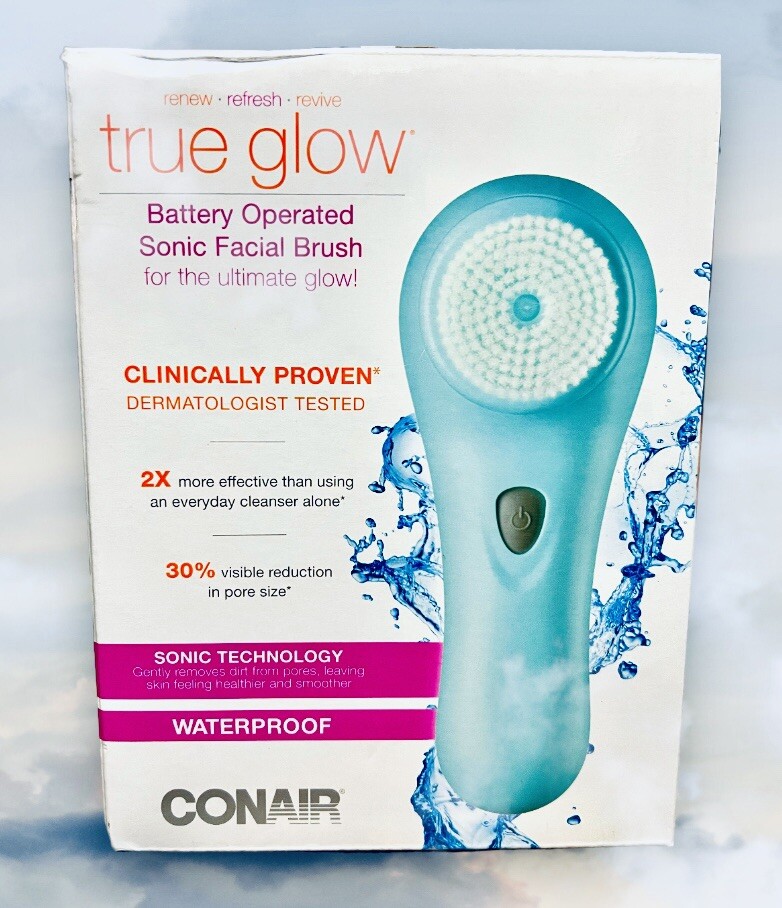 True Glow by Conair Sonic Facial Brush, Battery Operated~New