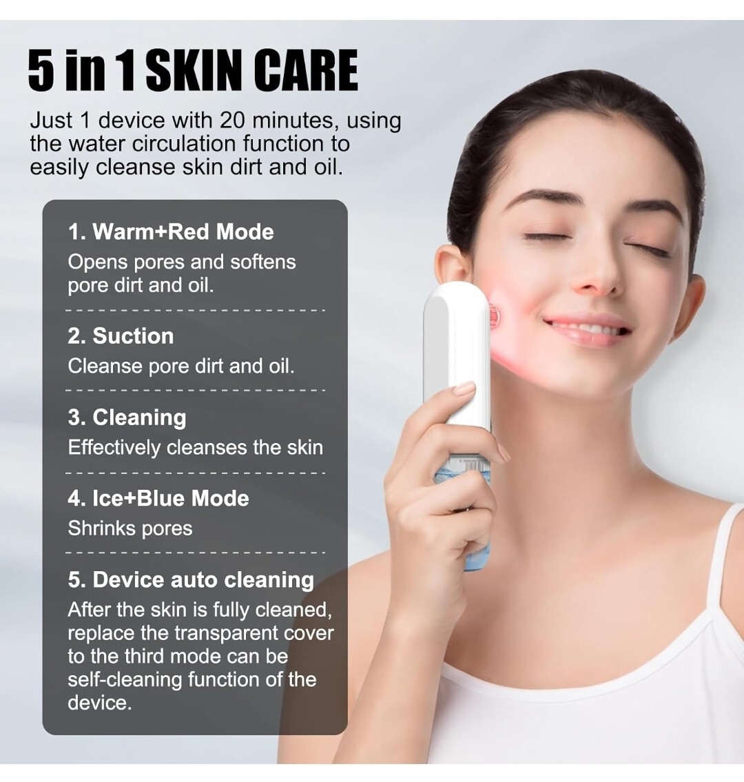 5 in 1 Blackhead Remover, Electric Face Scrubber with Hot and Cold Functions