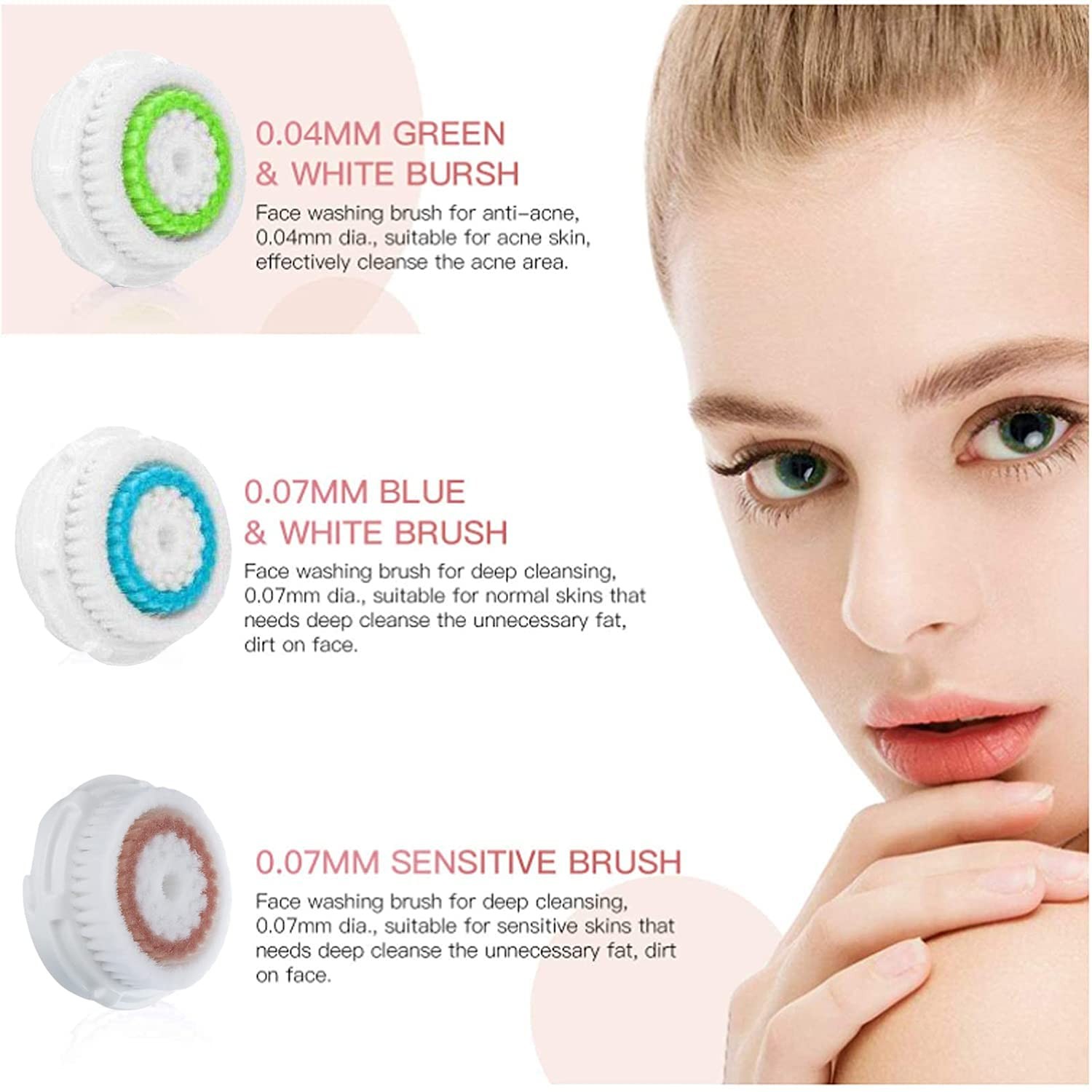Facial Cleansing Brush Head Replacements Compatible with Clarisonic Mia 1, Mi…