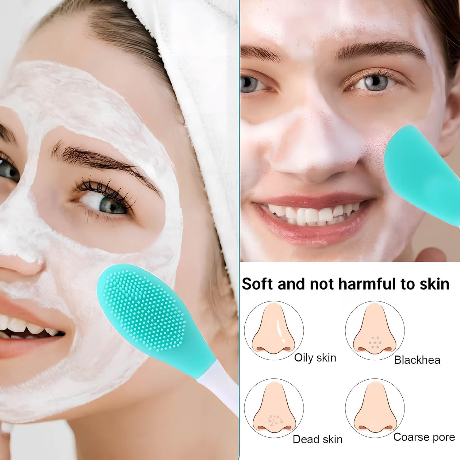 Face Scrubber,2 PCS Silicone Brush,Facial One Size, Multicolored