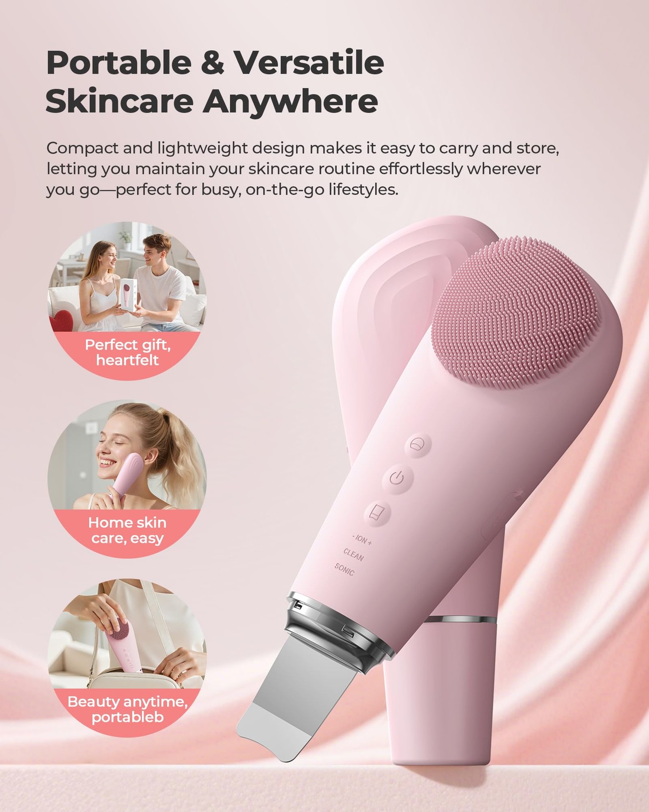 Cleansing Brush, 2 in 1 Firming Massager Skin Scrubber Waterproof Scrub for D…
