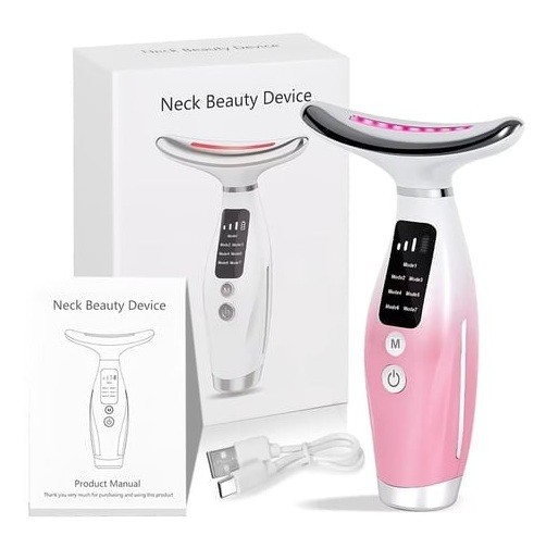 Rechargeable Face & Neck Beauty Device 7 Modes LED Massage Skin Care Tool USB