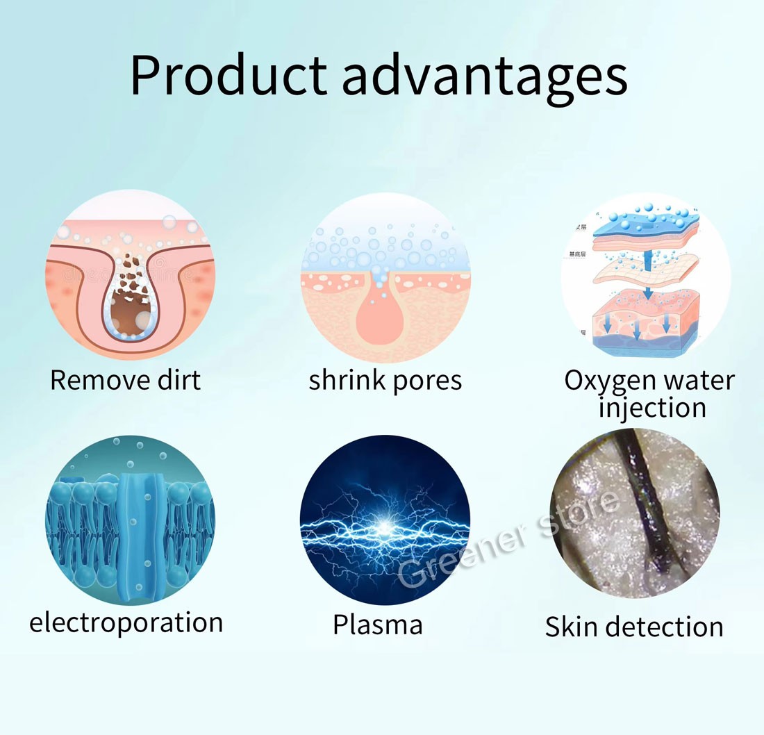 8in1 Facial Deep Cleansing Skin Analyzer Skin Hair Scalp Care LED Light Therapy