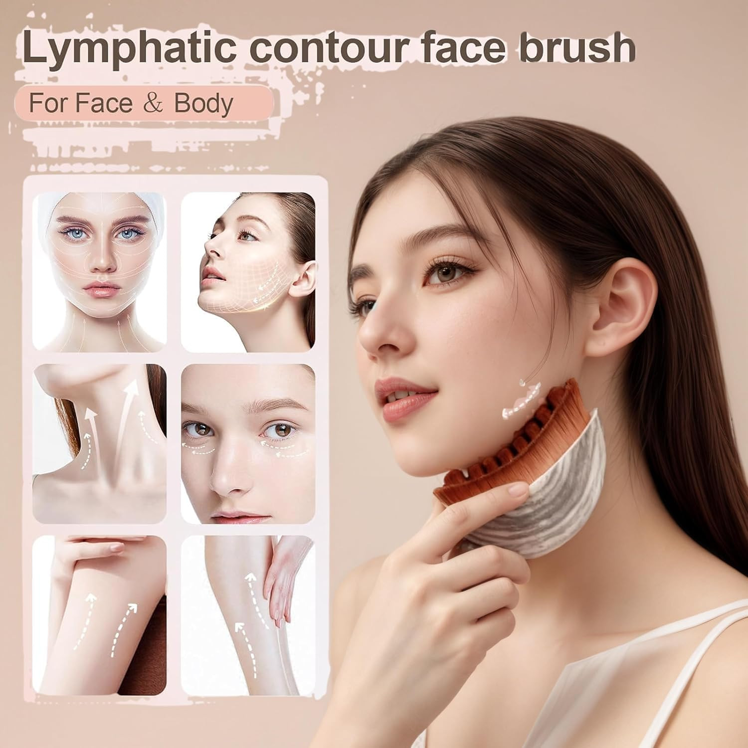 Lymphatic Contour Face Brush – Lymphatic Drainage Massager for Anti-Puffiness…