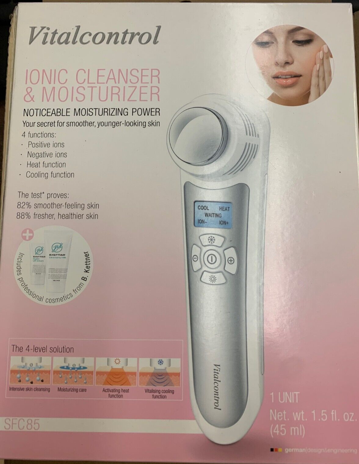 Vital Control Ionic Cleanser & Moisturizer 4 Functions, w/ 2 Cosmetic Bottles