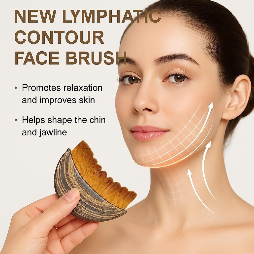 Lymphatic Contour Face Brush – Lymphatic Drainage Tool with Ergonomic Wooden Han