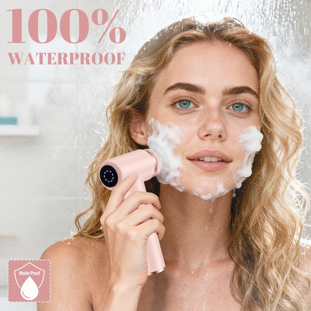 Dexmary Facial Cleansing Brush, 5 Speeds Adjustable Pink