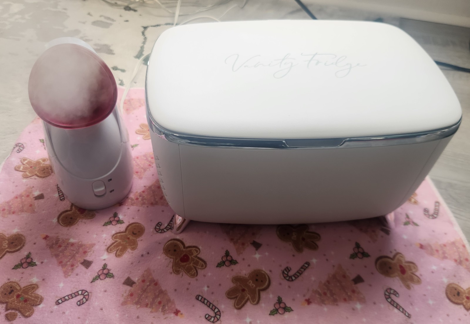 Skincare Beauty Bundle – Mini Vanity Fridge + Facial Steamer – Works Great