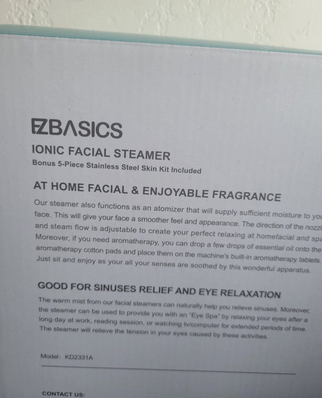 EZBASICS Ionic Face Steamer/ Hair Conditioning, Face Cleansing, Skincare