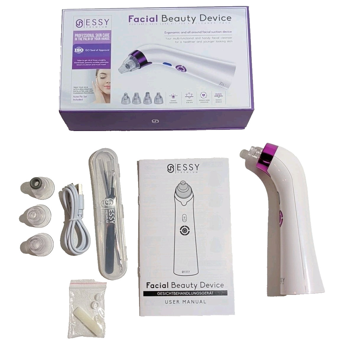 Essy Premium Facial Beauty Device Microcurrent Anti-Aging Skin Care Tool Open Bo