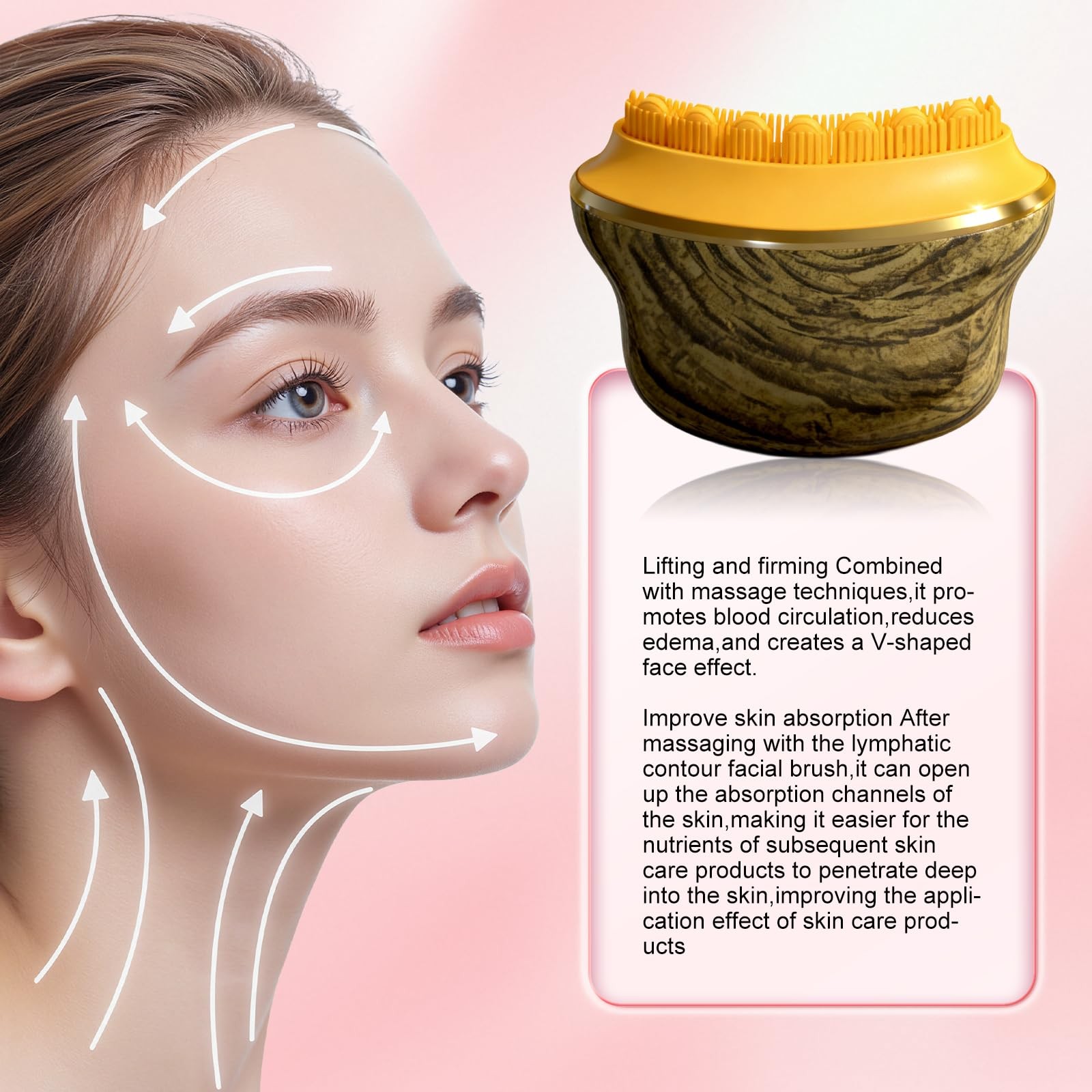 Multi Silicone Facial Cleansing Brush,Anti-Puffiness, Tree Grain