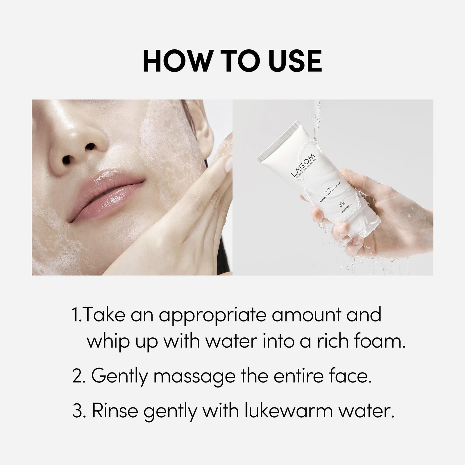 LAGOM Cellup Micro Foam Cleanser, Hydrating 4.05 Fl Oz (Pack of 1), White