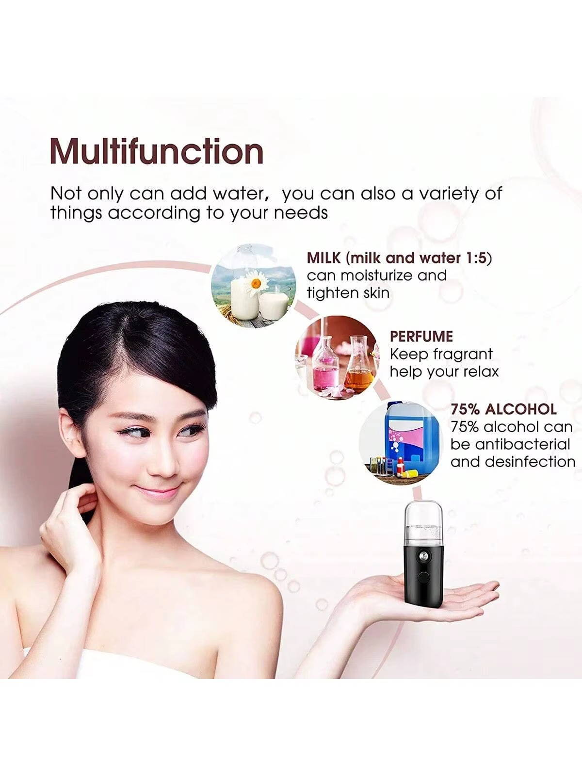 USB Mist Facial Sprayer Humidifier Rechargeable Nebulizer Face Steamer Moisturiz