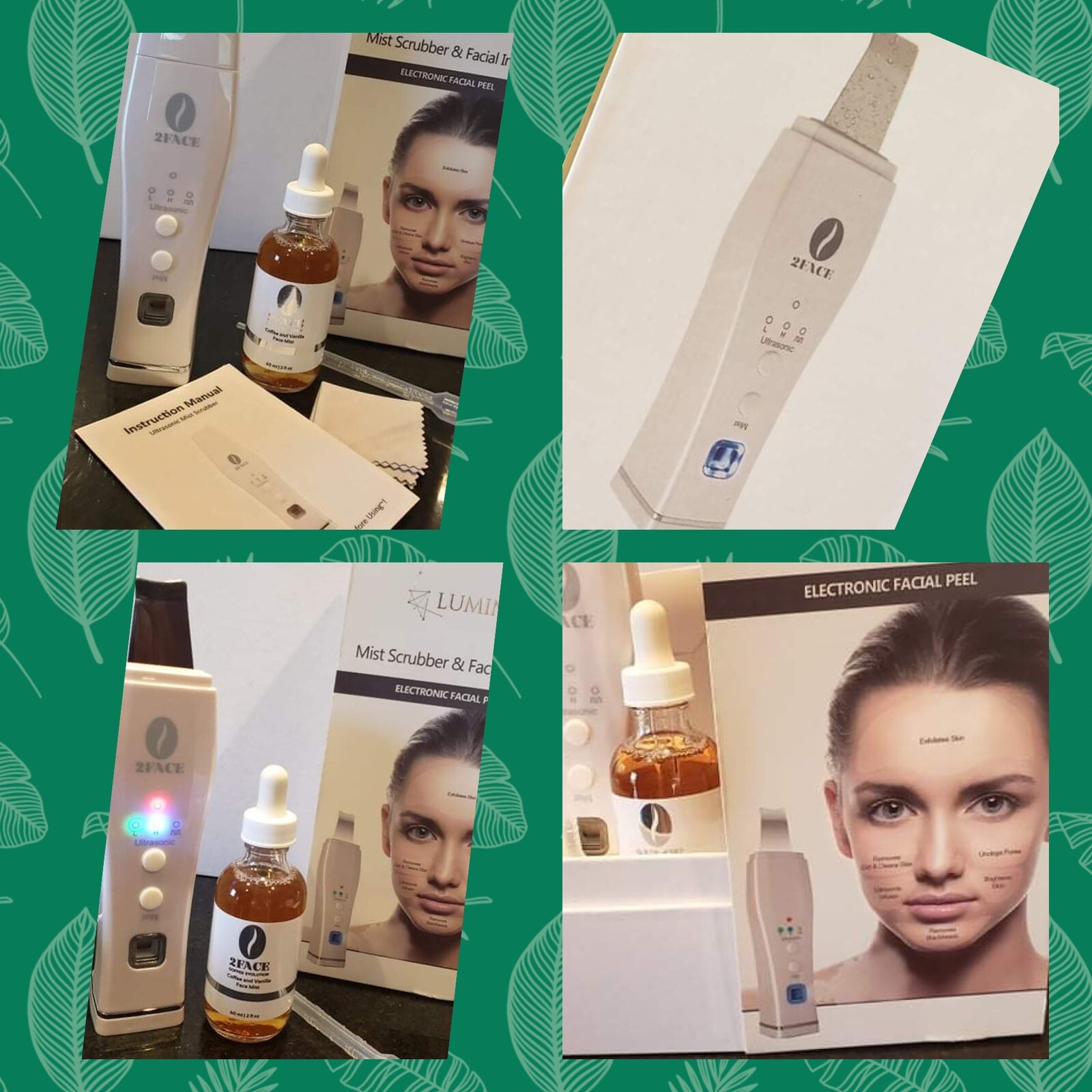 Lumina NRG Ultrasonic Exfoliating Deep Pore Face Scrubber w Mist Electronic Peel