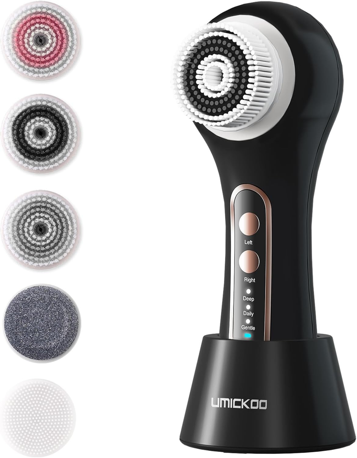 UMICKOO Electric Facial Cleansing Brush, 2-Way Rotating Face Scrubber for Daily