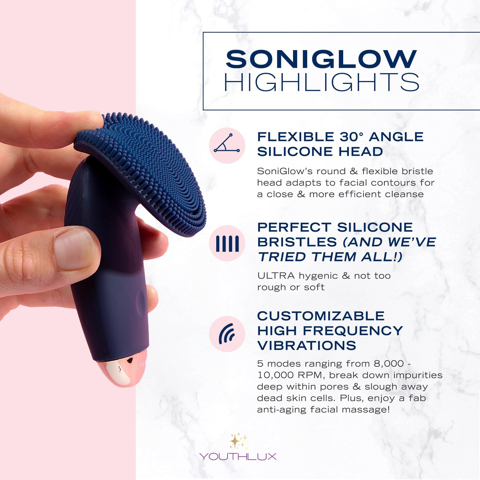 SoniGlow Silicone Scrubber/Cleansing Brush – Vibrating Skincare Scrubber Tool…