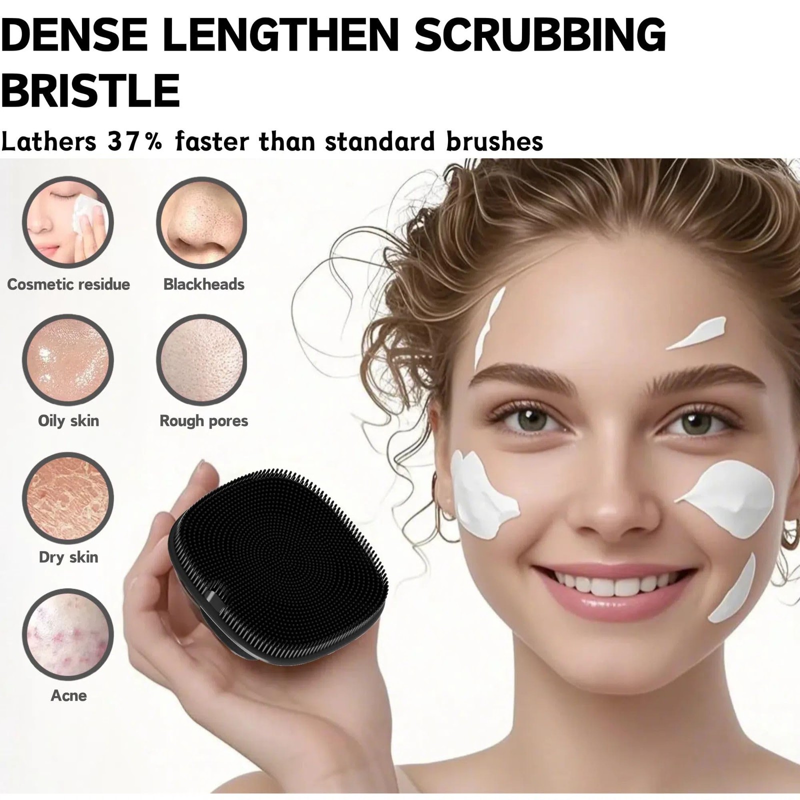 Face Scrubber, Gentle Pore Scrubber Silicone Exfoliating Black