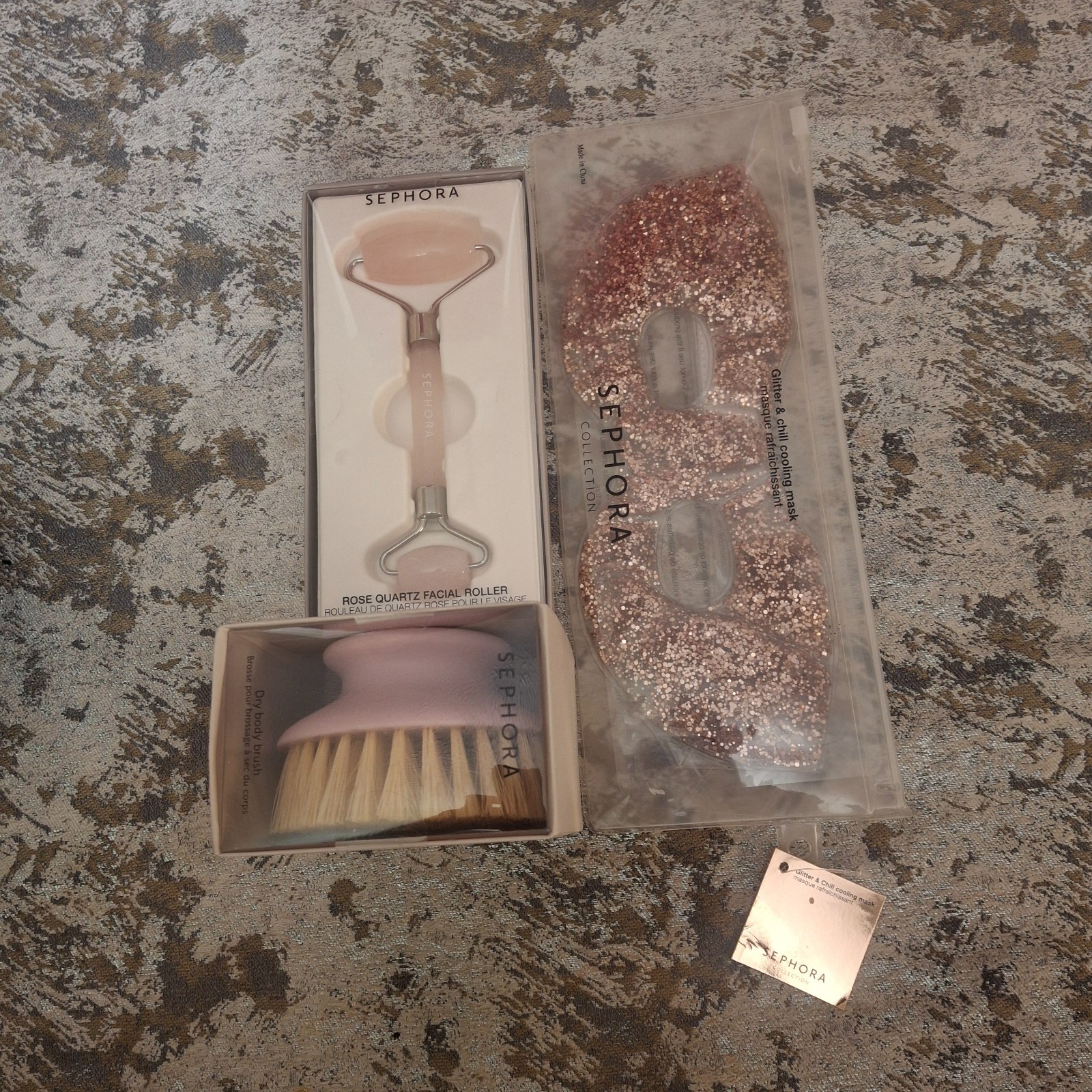 Sephora Rose Quartz Facial Roller w/ Body Brush & Cooling Eye Mask Sephora Lot