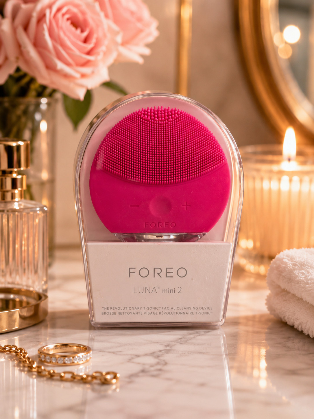 FOREO LUNA Mini 2 Fuchsia Facial Cleansing Brush T-Sonic