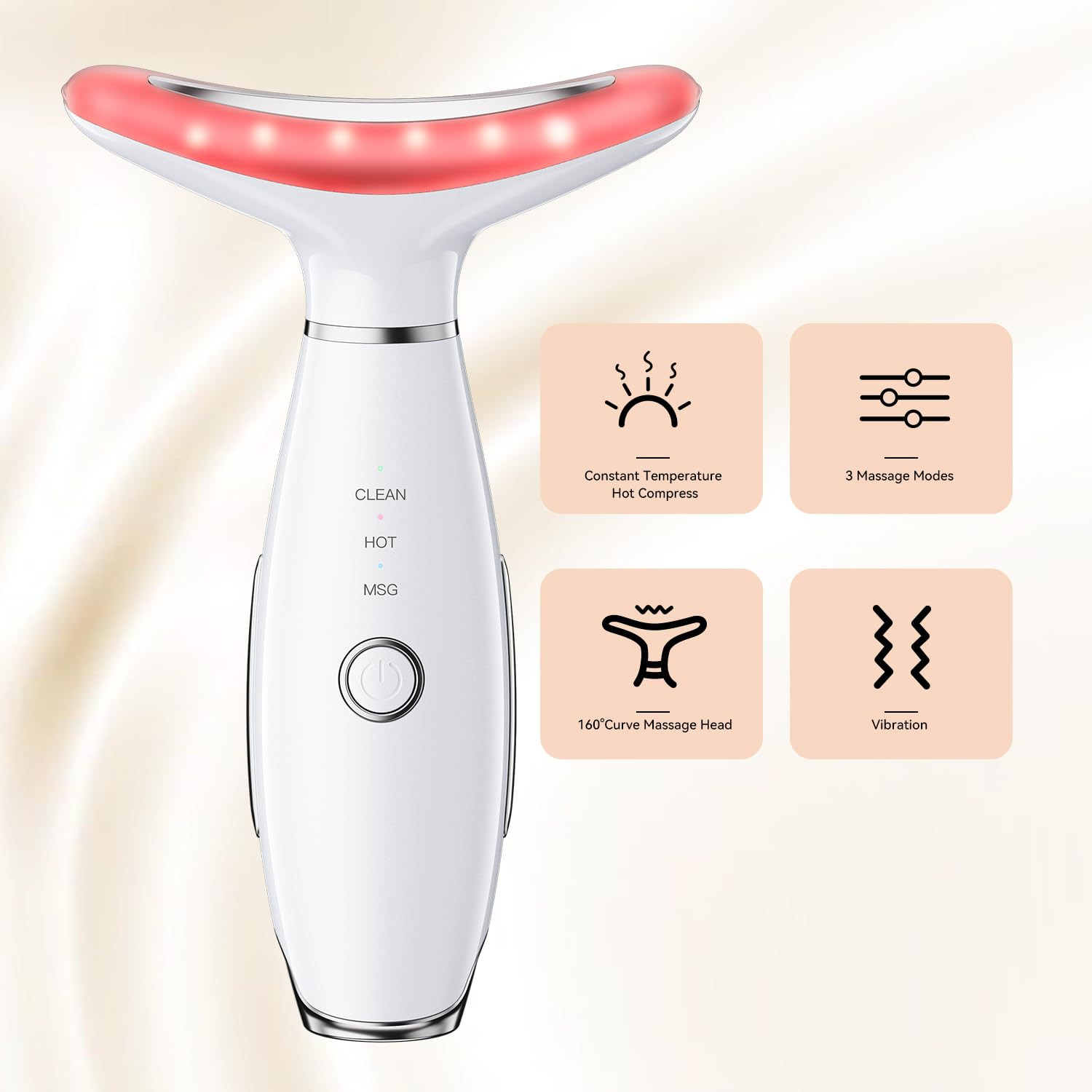 Portable 3-Mode Neck and Facial Massager for Skin Care (White)