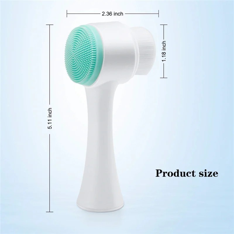 3D DOUBLE-SIDED SILICONE FACIAL CLEANSING BRUSH – SOFT EXFOLIATING FACE SCRUBBER
