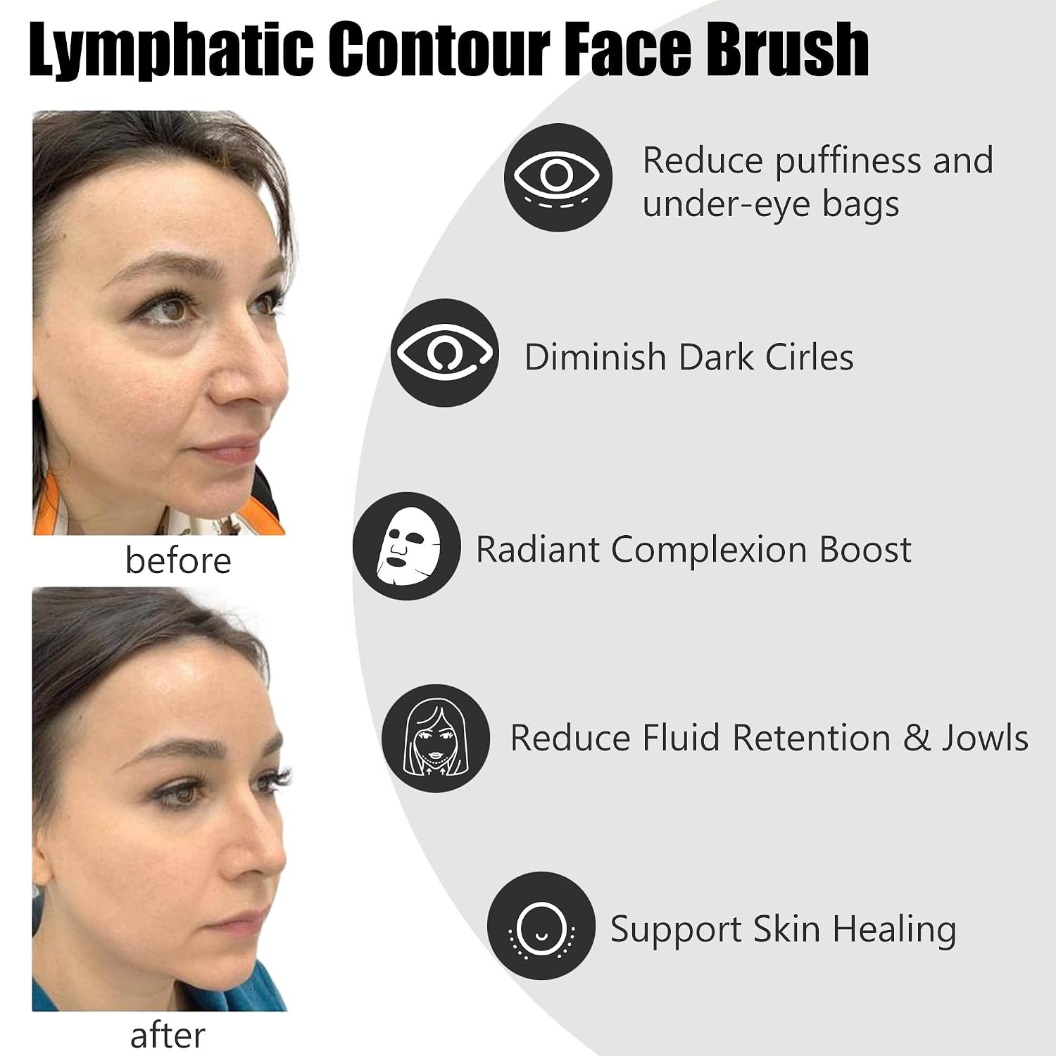 Lymphatic Contour Face Brush,2 PCS Lymphatic Drainage Massager,Lymphatic Face…