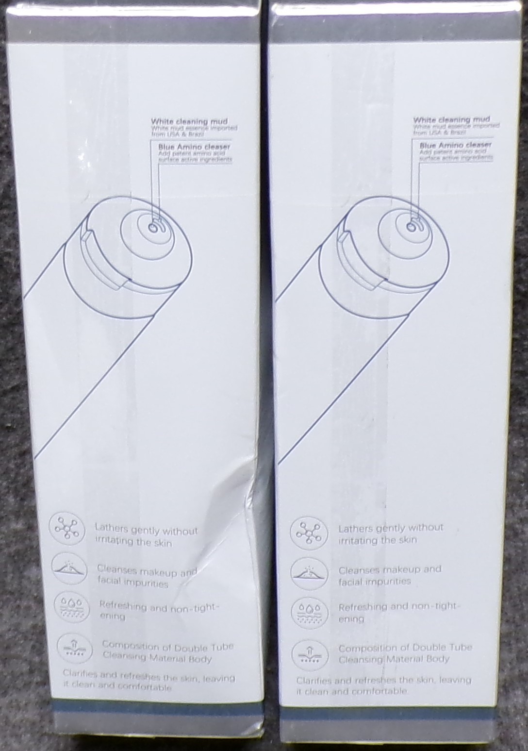 Lot of 2 Relaso Facial Cleaner Dual Clean Efficacy 1+1 Amino Acid White Clay