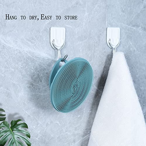 Silicone Face Scrubber, Exfoliating Brush Manual Handheld 3rd-dark Green+pink