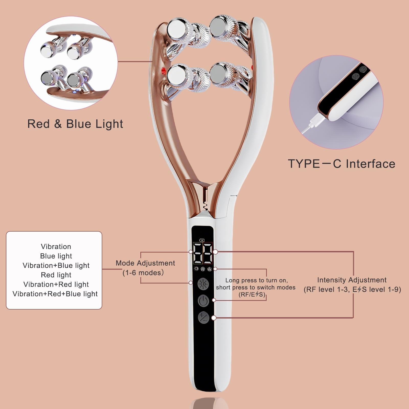 Wireless Facial Massager Tool – Rechargeable V-Shape Roller for Puffiness Relief